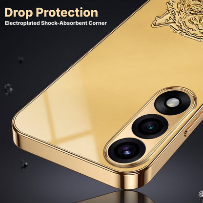 Oneplus Nord 5 5G Golden Tiger Face Gold Electroplated Glass Phone Back Case
