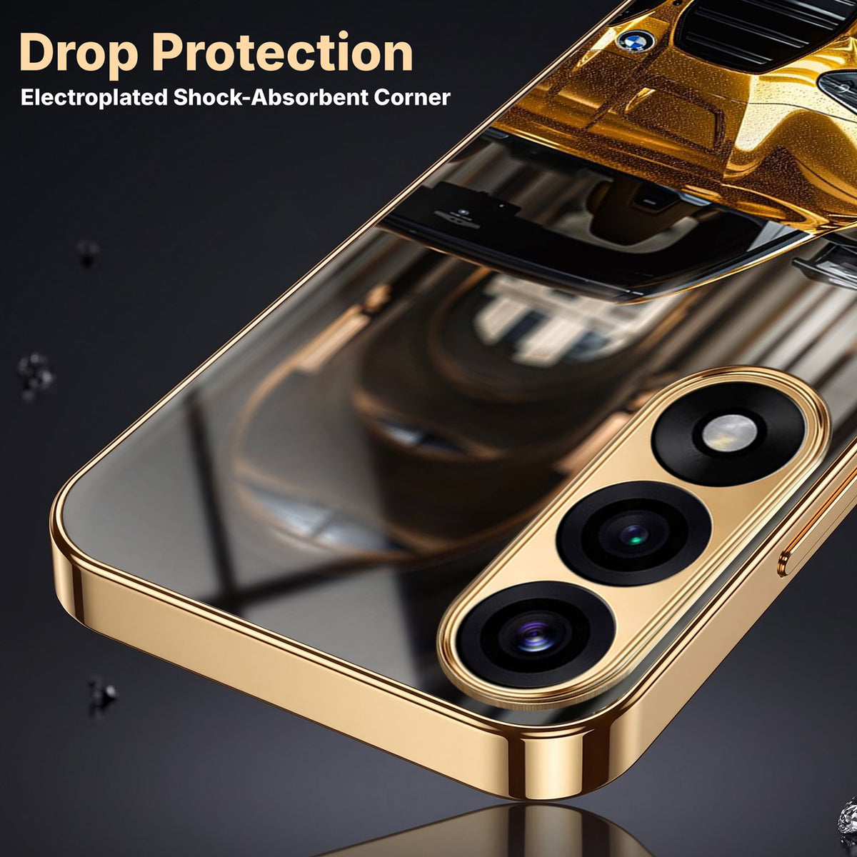 Oneplus Nord 5 5G Golden BMW Gold Electroplated Glass Phone Back Case