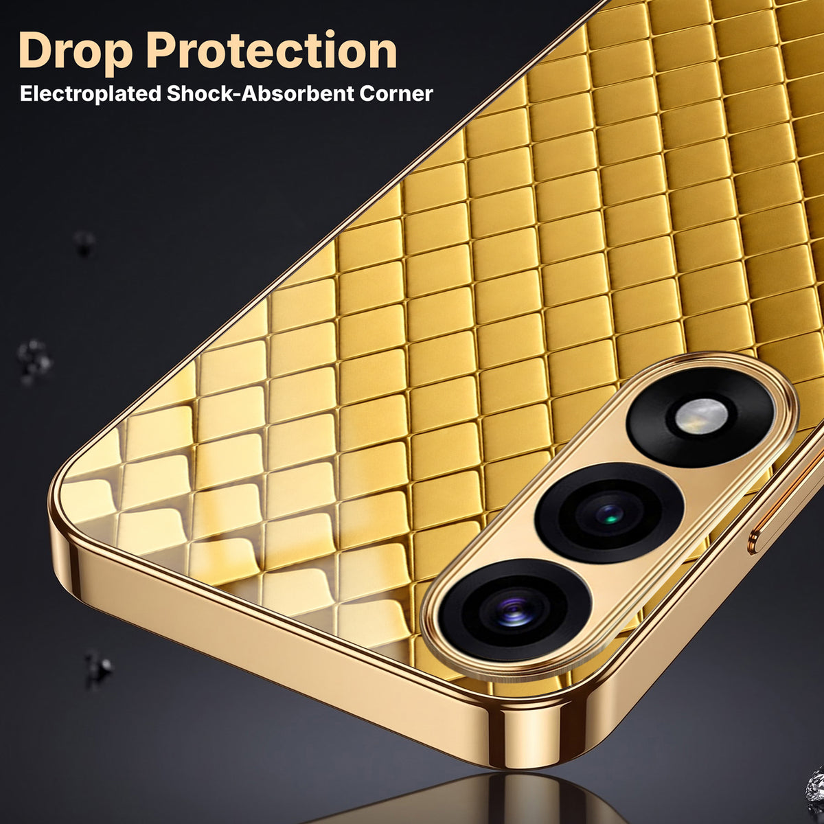 Oneplus Nord 5 5G Golden Criss Cross Gold Electroplated Glass Phone Back Case