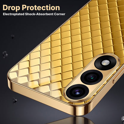 Oneplus Nord 5 5G Golden Criss Cross Gold Electroplated Glass Phone Back Case