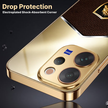 Vivo V70 5G Dragon Crest Gold Electroplated Glass Phone Back Case