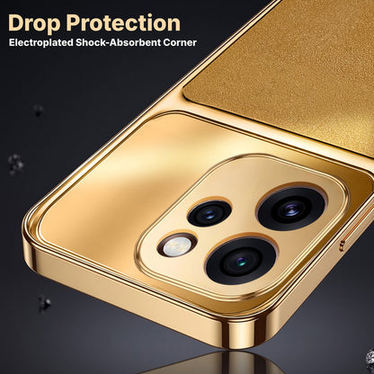 Oppo Reno 15 Pro Mini 5G Royal Touch Apple Gold Electroplated Glass Phone Back Case