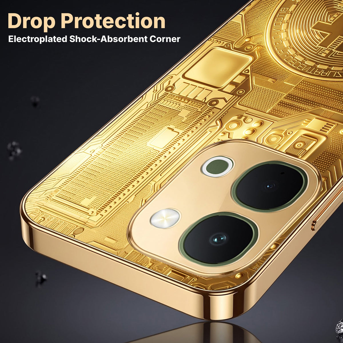 Vivo Y51 Pro 5G Bitcoin Gold Electroplated Glass Phone Back Case