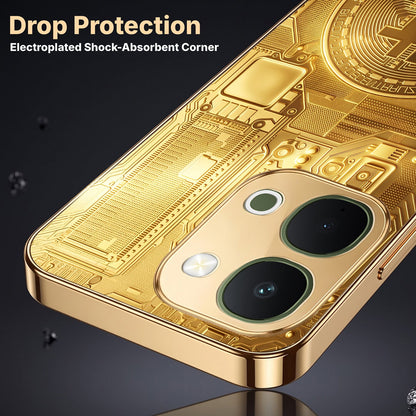 Vivo Y51 Pro 5G Bitcoin Gold Electroplated Glass Phone Back Case