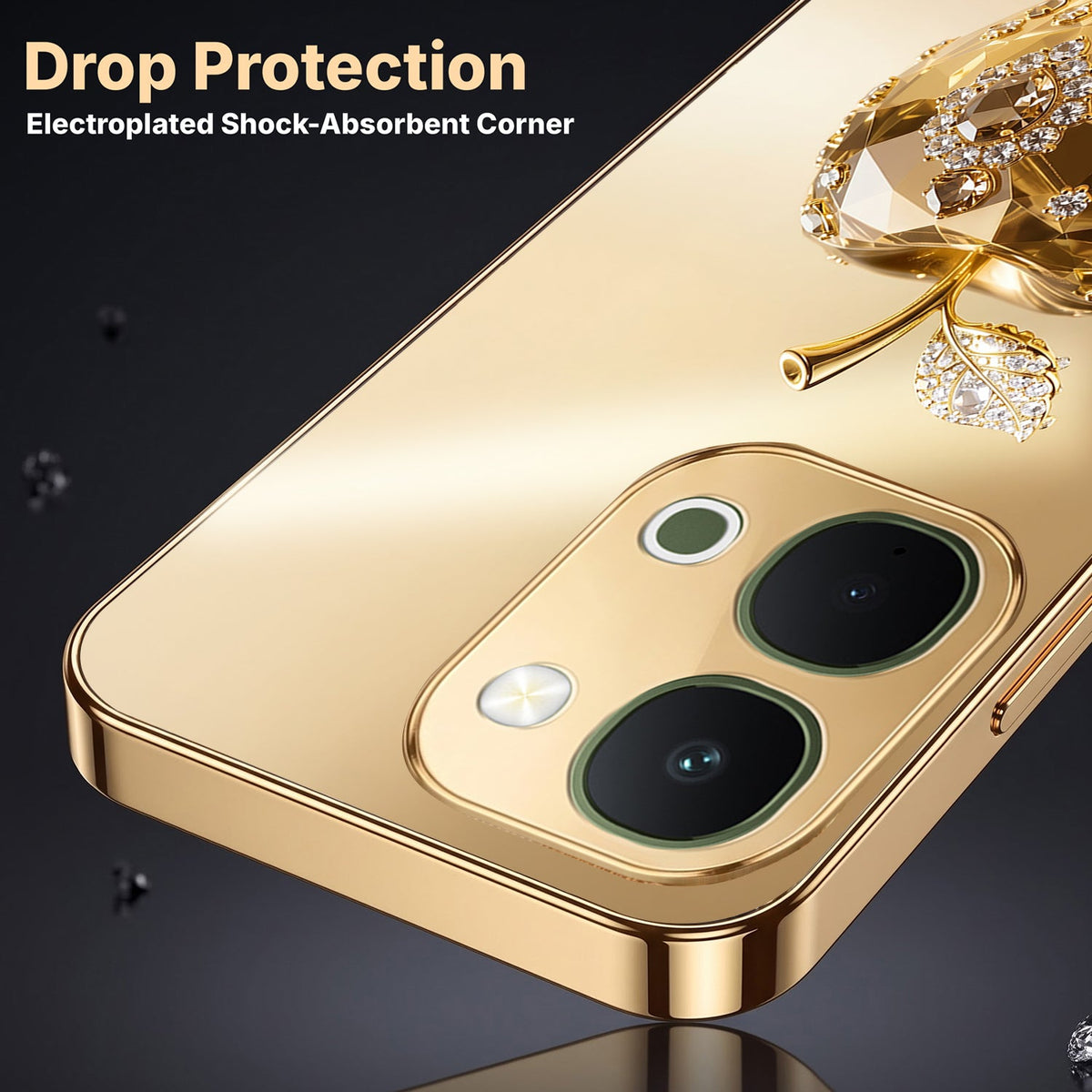 Vivo T5x 5G Golden Apple Gold Electroplated Glass Phone Back Case
