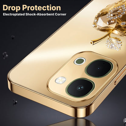Vivo T5x 5G Golden Apple Gold Electroplated Glass Phone Back Case