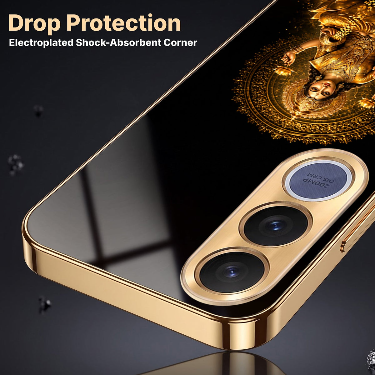 Vivo V70 FE 5G Golden Maa Lakshmi Gold Electroplated Glass Phone Back Case