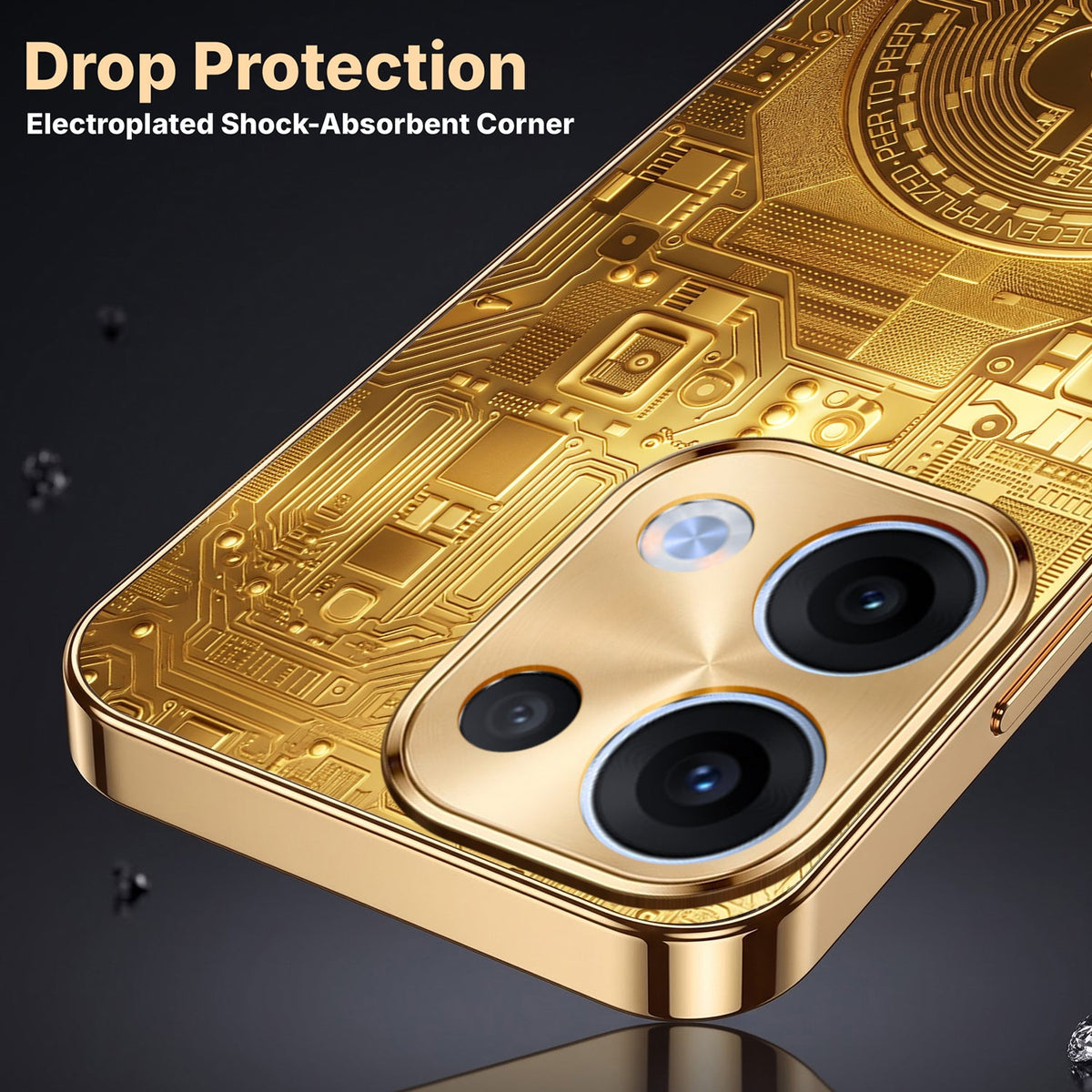 Oppo Reno 13 5G Bitcoin Gold Electroplated Glass Phone Back Case