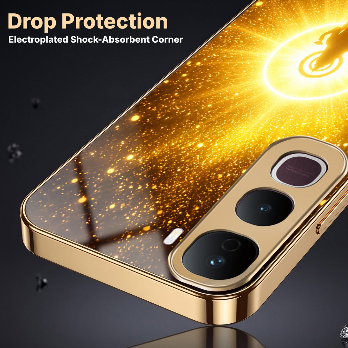 Vivo Y400 Pro 5G Lakshmi Sacred Gold Electroplated Glass Phone Back Case