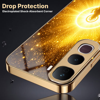 Vivo Y400 Pro 5G Lakshmi Sacred Gold Electroplated Glass Phone Back Case