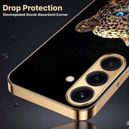Samsung Galaxy A36 5G Panther Gold Electroplated Glass Phone Back Case