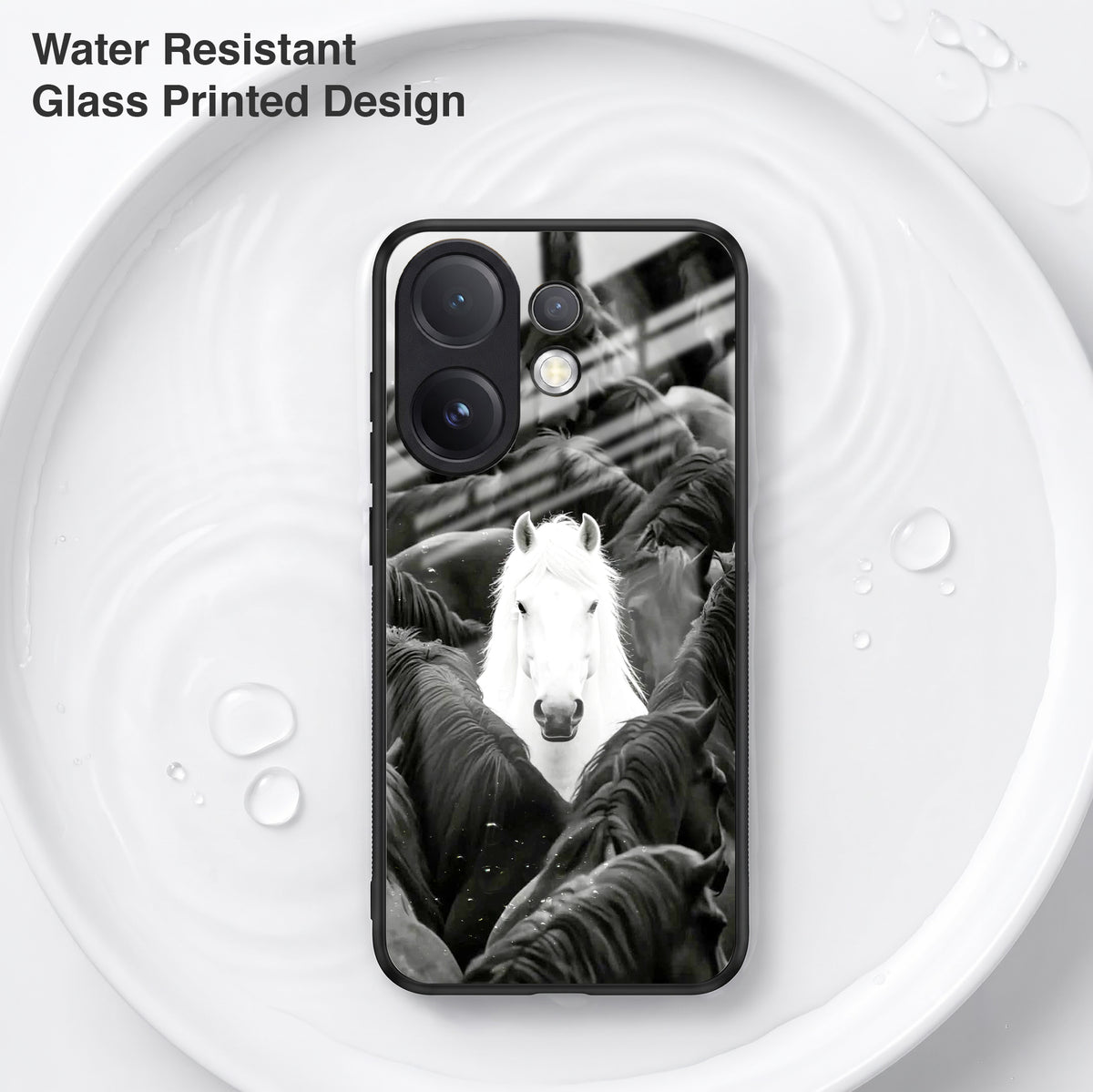 Vivo V60 5G Premium Acrylic Shockproof Glass Back Case (Mystic Stallion)