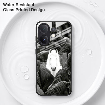 Vivo V60 5G Premium Acrylic Shockproof Glass Back Case (Mystic Stallion)
