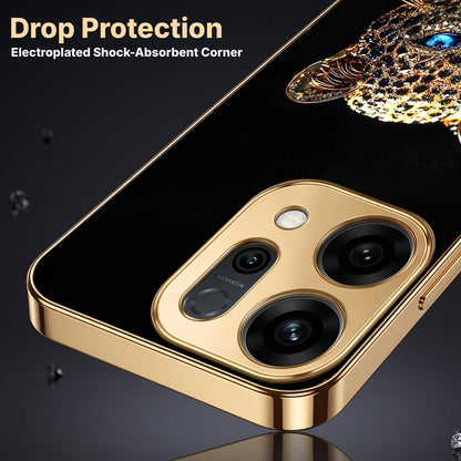 Oppo Reno 14 5G Panther Gold Electroplated Glass Phone Back Case