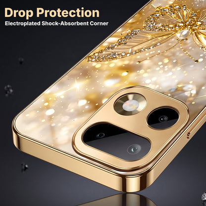 Realme 16 Pro+ 5G Golden Butterfly Gold Electroplated Glass Phone Back Case