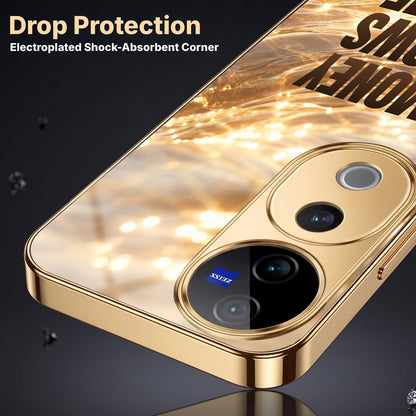 Vivo V40 Pro 5G Money Flows To Me Gold Electroplated Glass Phone Back Case