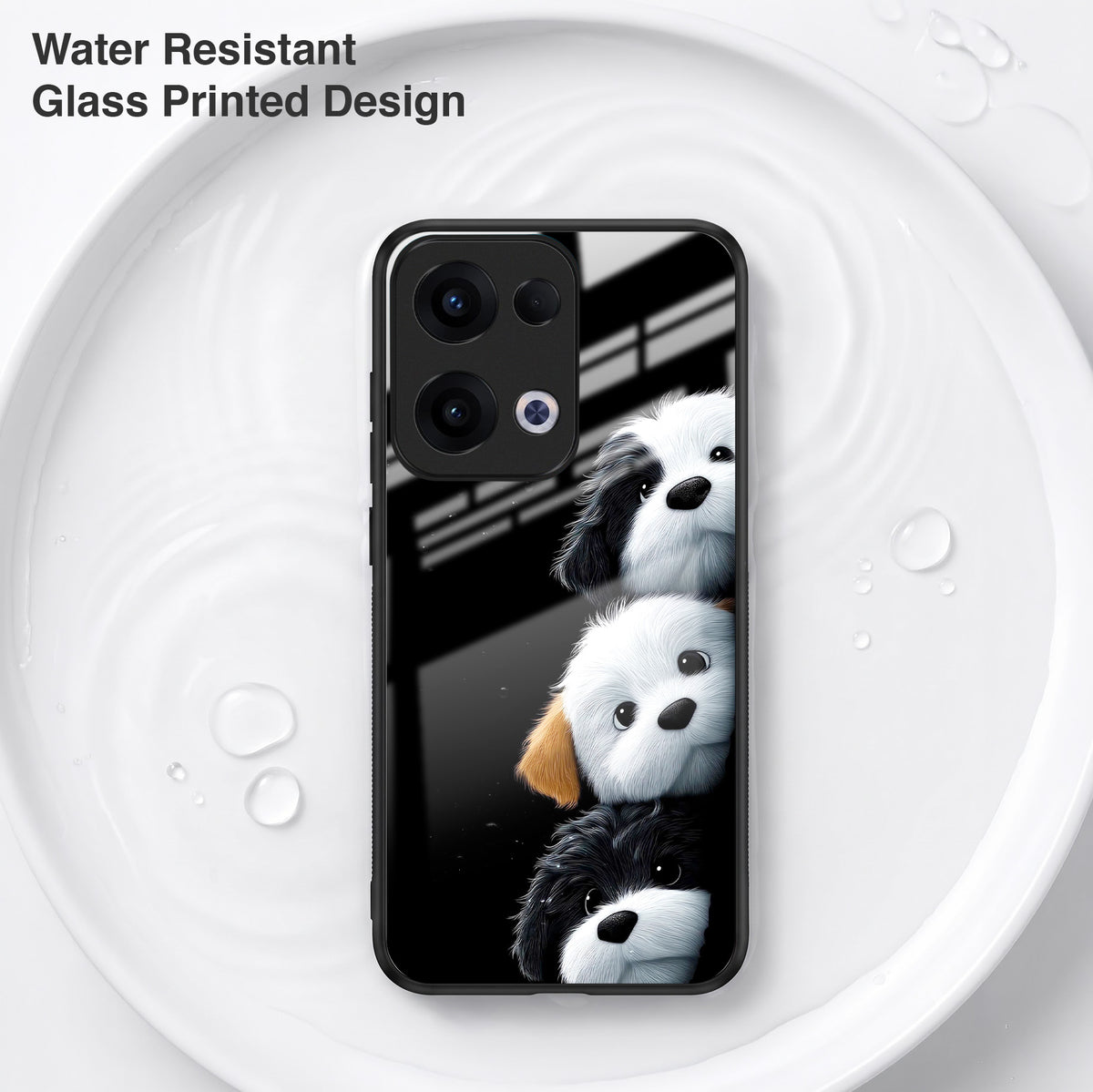 Oppo Reno 13 5G Premium Acrylic Shockproof Glass Back Case (Fluffy Puppies)
