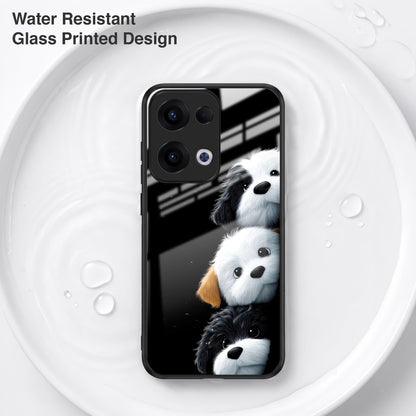 Oppo Reno 13 5G Premium Acrylic Shockproof Glass Back Case (Fluffy Puppies)