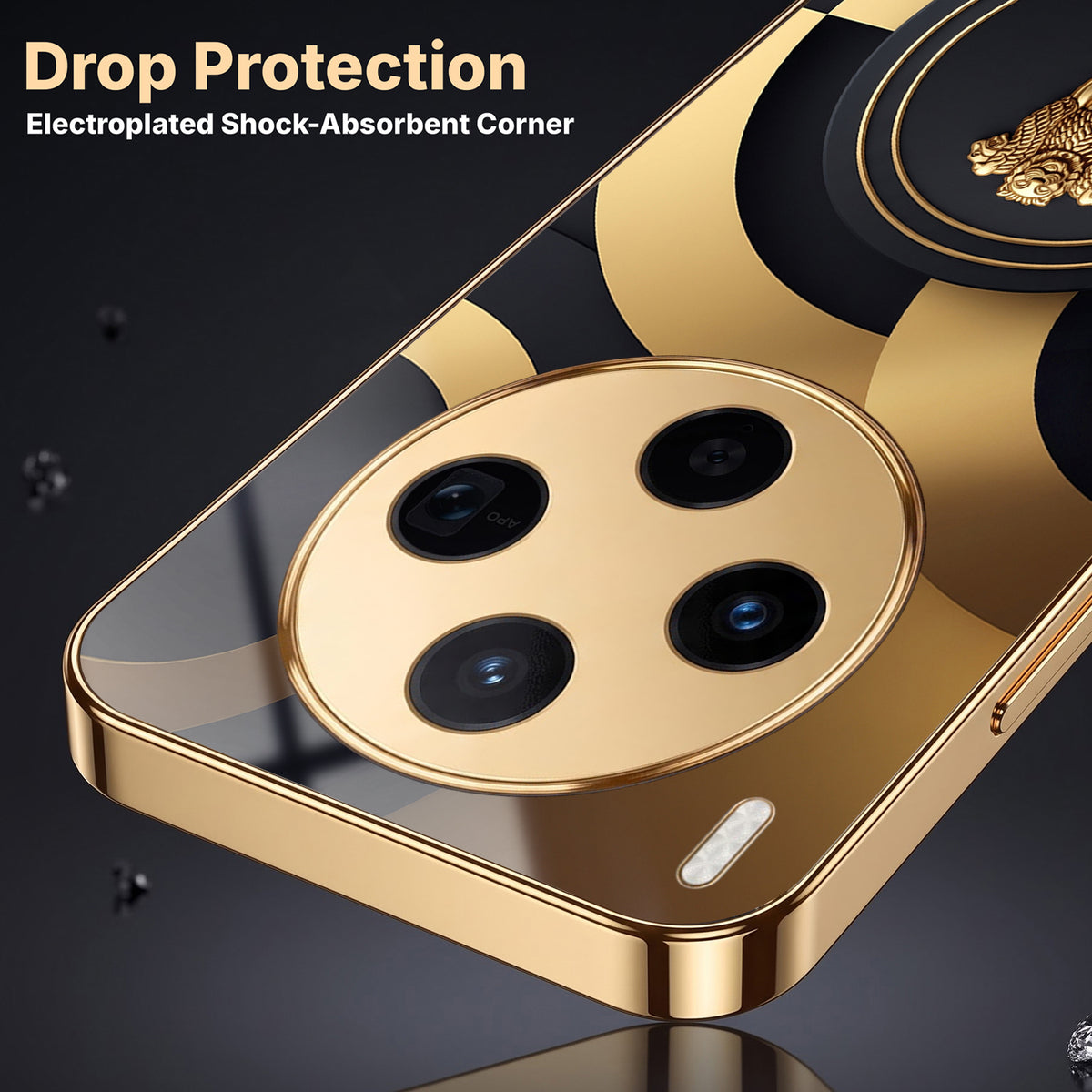 Vivo X300 5G Royal Emblem Gold Electroplated Glass Phone Back Case