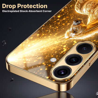 Samsung Galaxy A36 5G Golden Horse Sparkle Gold Electroplated Glass Phone Back Case