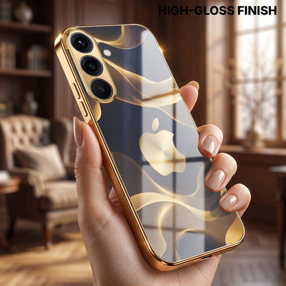 Samsung Galaxy A56 5G Luxury Wave Gold Electroplated Glass Phone Back Case
