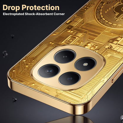 Redmi Note 15 Pro+ 5G Bitcoin Gold Electroplated Glass Phone Back Case