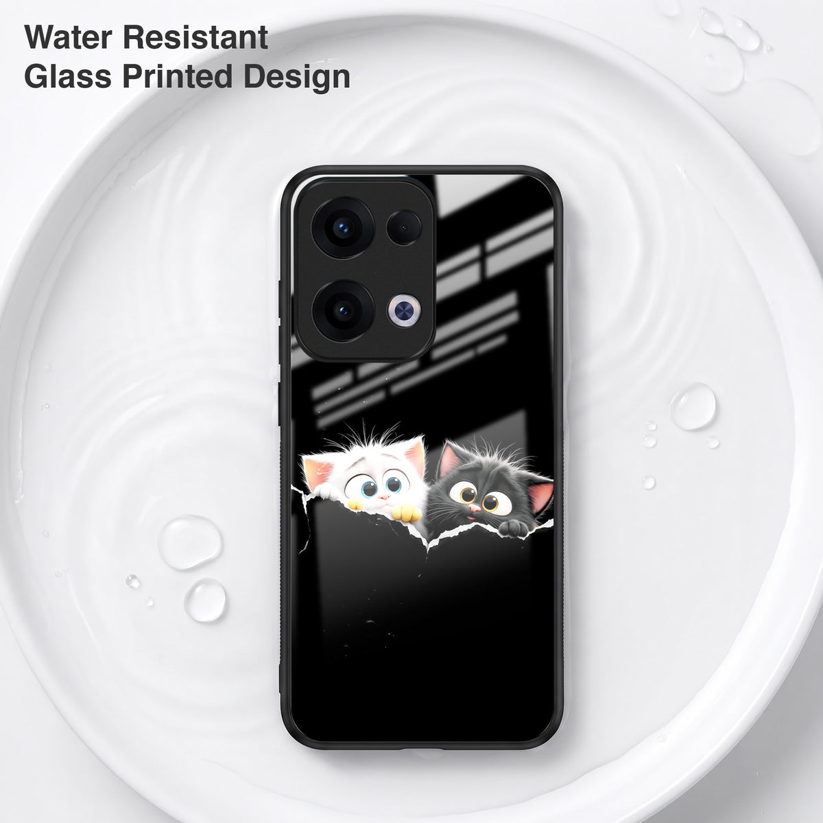 Oppo Reno 13 5G Premium Acrylic Shockproof Glass Back Case (Cute Paws)