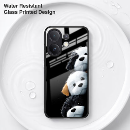 Vivo V60 5G Premium Acrylic Shockproof Glass Back Case (Fluffy Puppies)