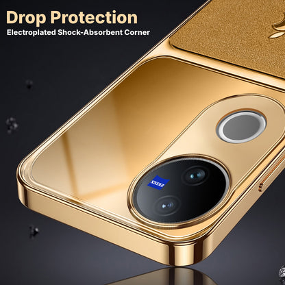 Vivo V50 5G Royal Touch Apple Gold Electroplated Glass Phone Back Case