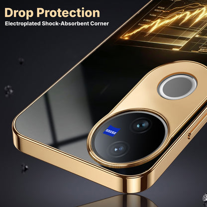 Vivo V50 5G Luxury Wealth Trader Gold Electroplated Glass Phone Back Case