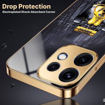 Oppo Reno 16 5G F1 Racing Car Gold Electroplated Glass Phone Back Case