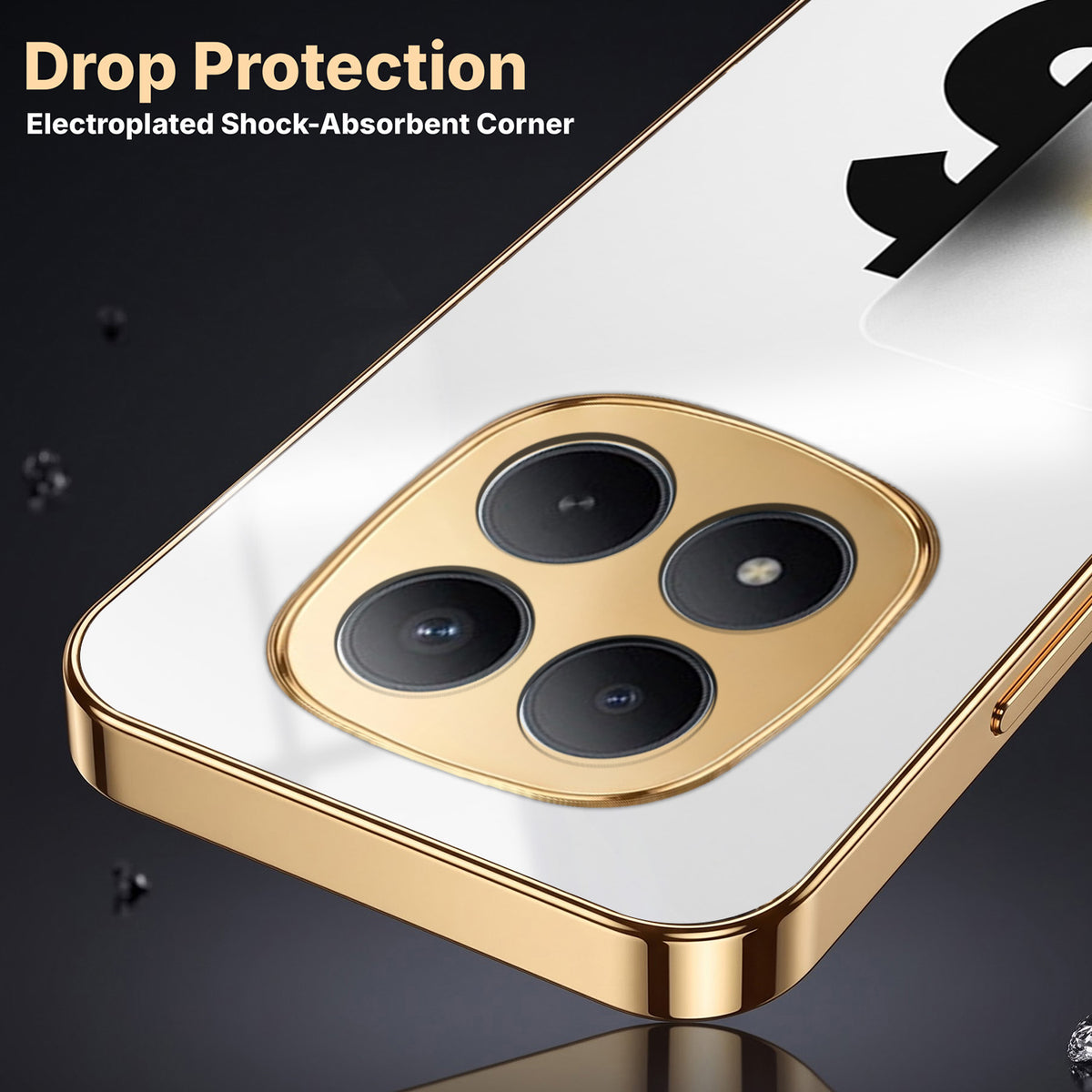 Redmi Note 15 Pro Plus 5G Luxury XAU/USD Gold Electroplated Glass Phone Back Case
