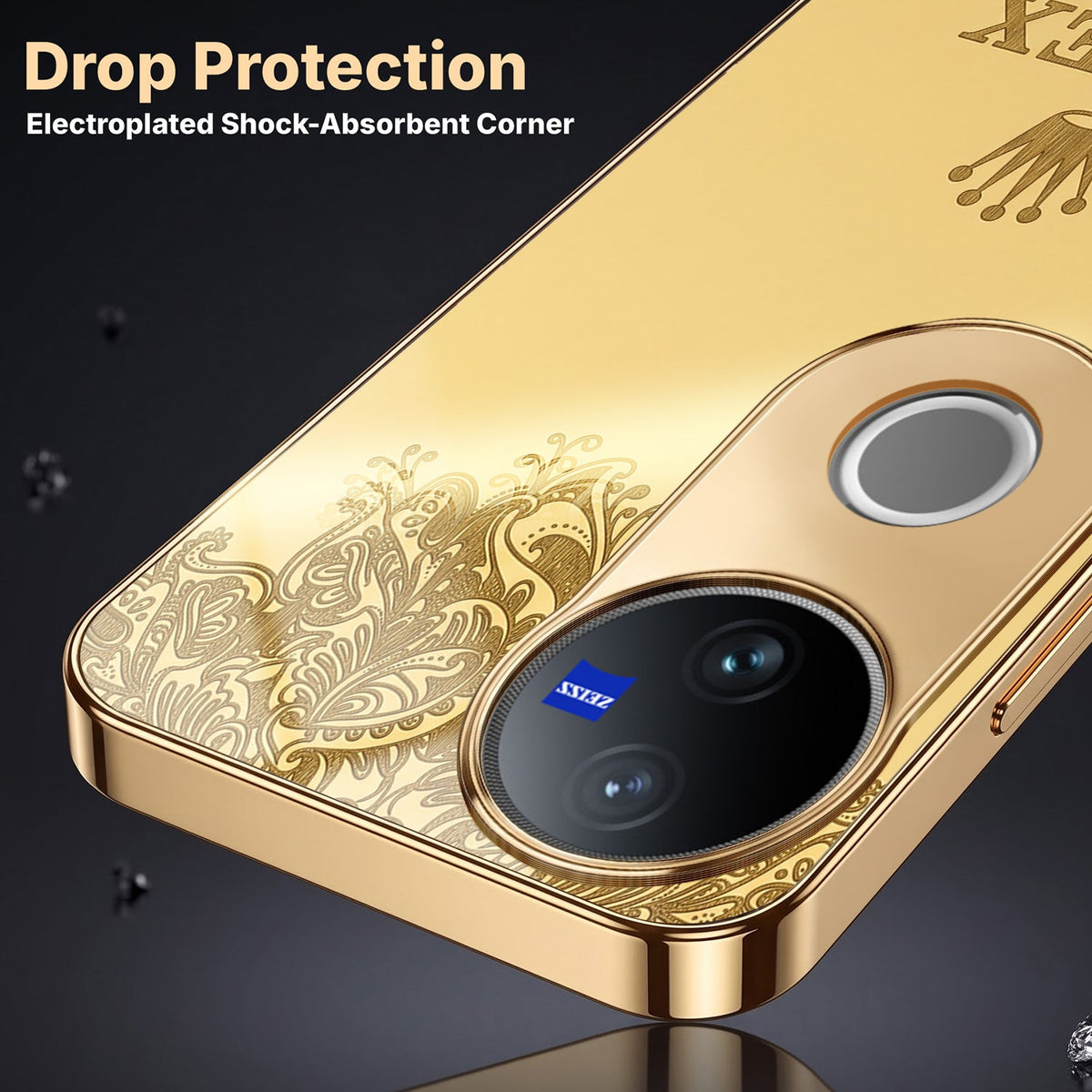 Vivo V50 5G Rolex Crown Gold Electroplated Glass Phone Back Case