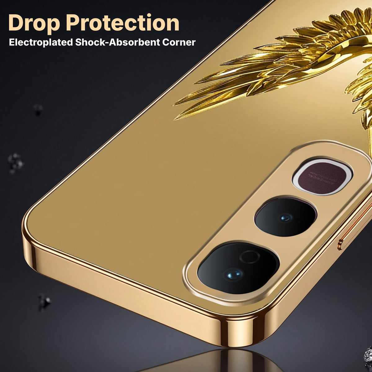 Vivo Y400 Pro 5G Golden Eagle Gold Electroplated Glass Phone Back Case