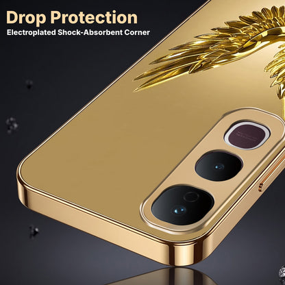 Vivo Y400 Pro 5G Golden Eagle Gold Electroplated Glass Phone Back Case