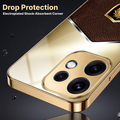 Oppo Reno 16 5G Dragon Crest Gold Electroplated Glass Phone Back Case