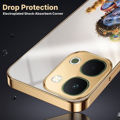 Vivo T5x 5G Bal Krishna Blessings Gold Electroplated Glass Phone Back Case