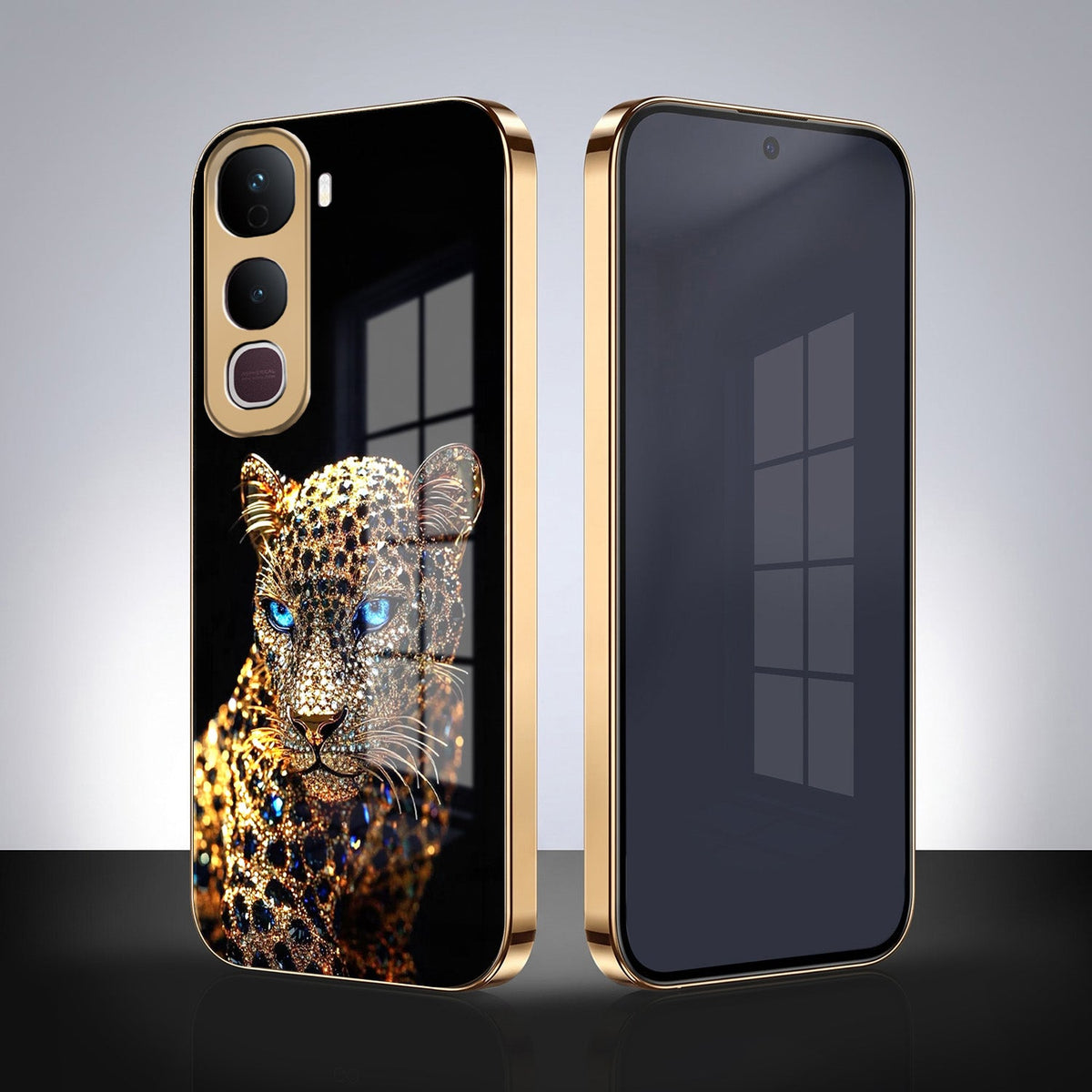 Vivo Y400 Pro 5G Panther Gold Electroplated Glass Phone Back Case