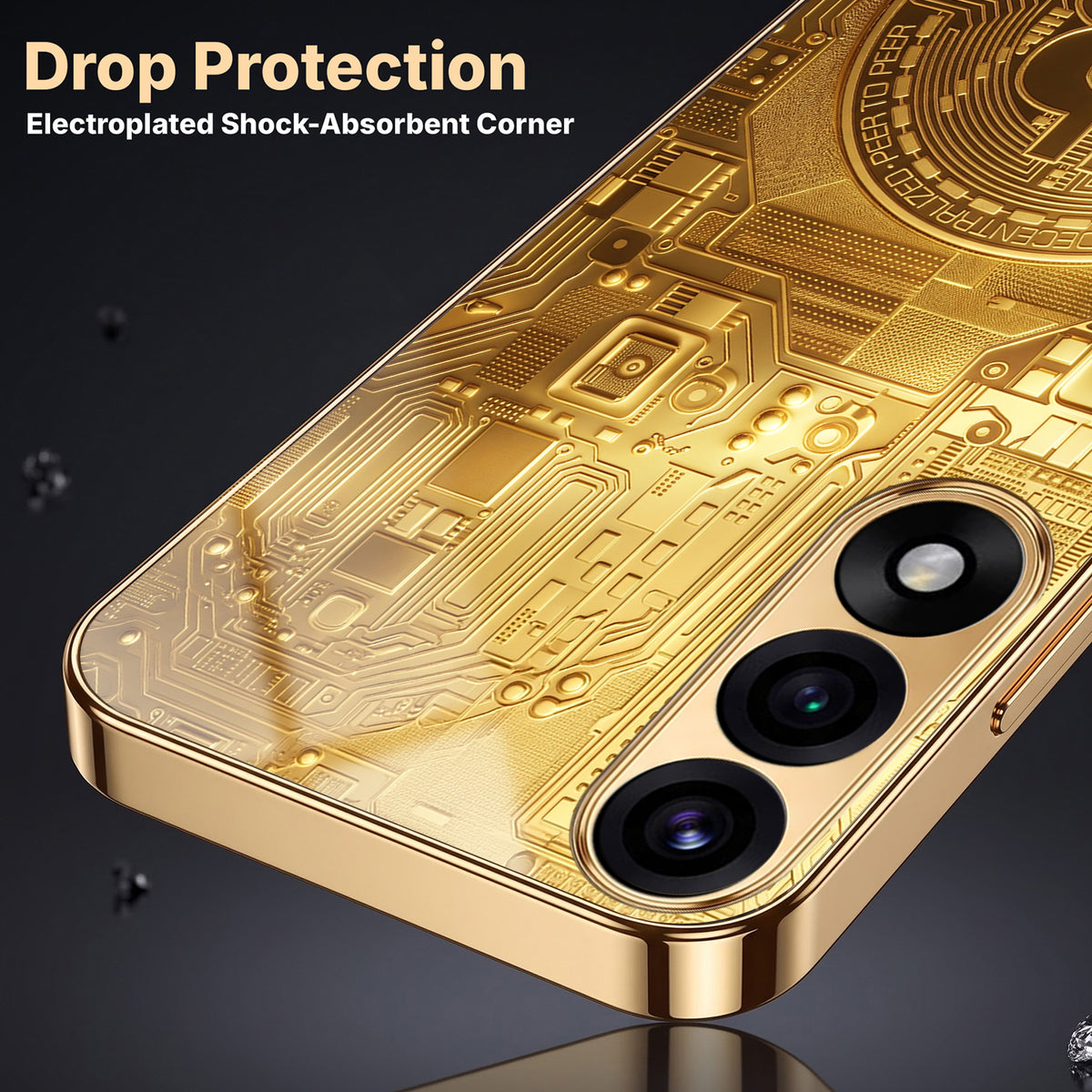 Oneplus Nord 5 5G Bitcoin Gold Electroplated Glass Phone Back Case