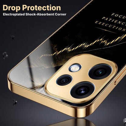 Oppo Reno 16 5G Focus Gold Electroplated Glass Phone Back Case