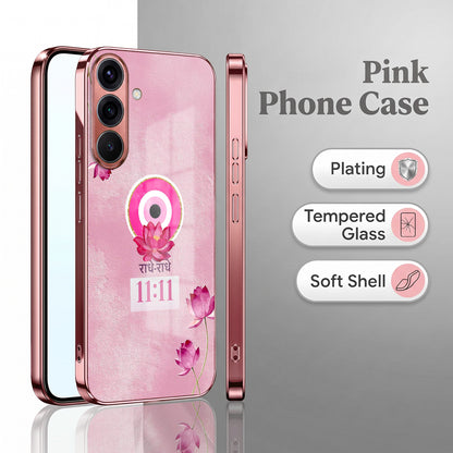Samsung Galaxy A36 5G Luxury Radhe Radhe 11:11 Pink Electroplated Glass Phone Back Case