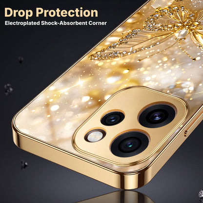 Oppo Reno 15 Pro Mini 5G Golden Butterfly Gold Electroplated Glass Phone Back Case