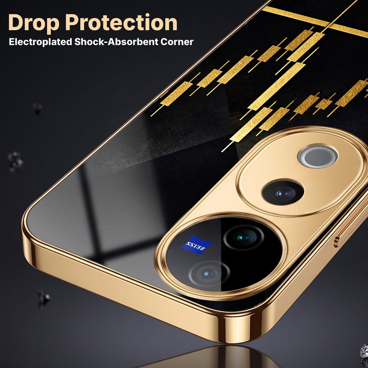 Vivo V40 Pro 5G Trading Candles Gold Electroplated Glass Phone Back Case