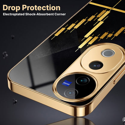 Vivo V40 Pro 5G Trading Candles Gold Electroplated Glass Phone Back Case