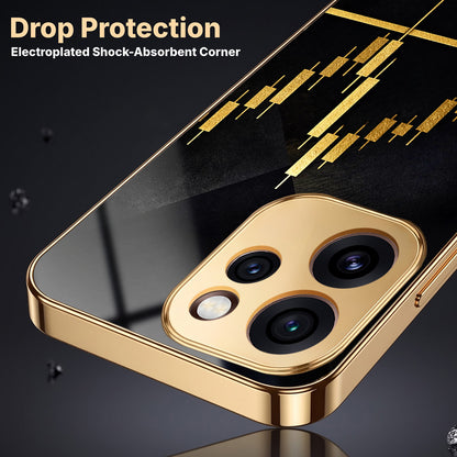 Oppo Reno 15 Pro Mini 5G Trading Candles Gold Electroplated Glass Phone Back Case