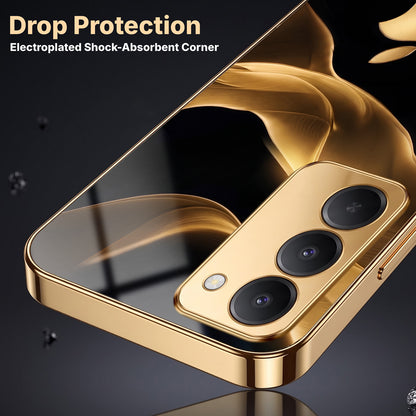 Redmi 15 5G Luxury Wave Gold Electroplated Glass Phone Back Case