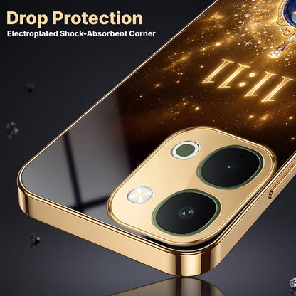 Vivo T5x 5G God’s Plan Evil Eye Gold Electroplated Glass Phone Back Case
