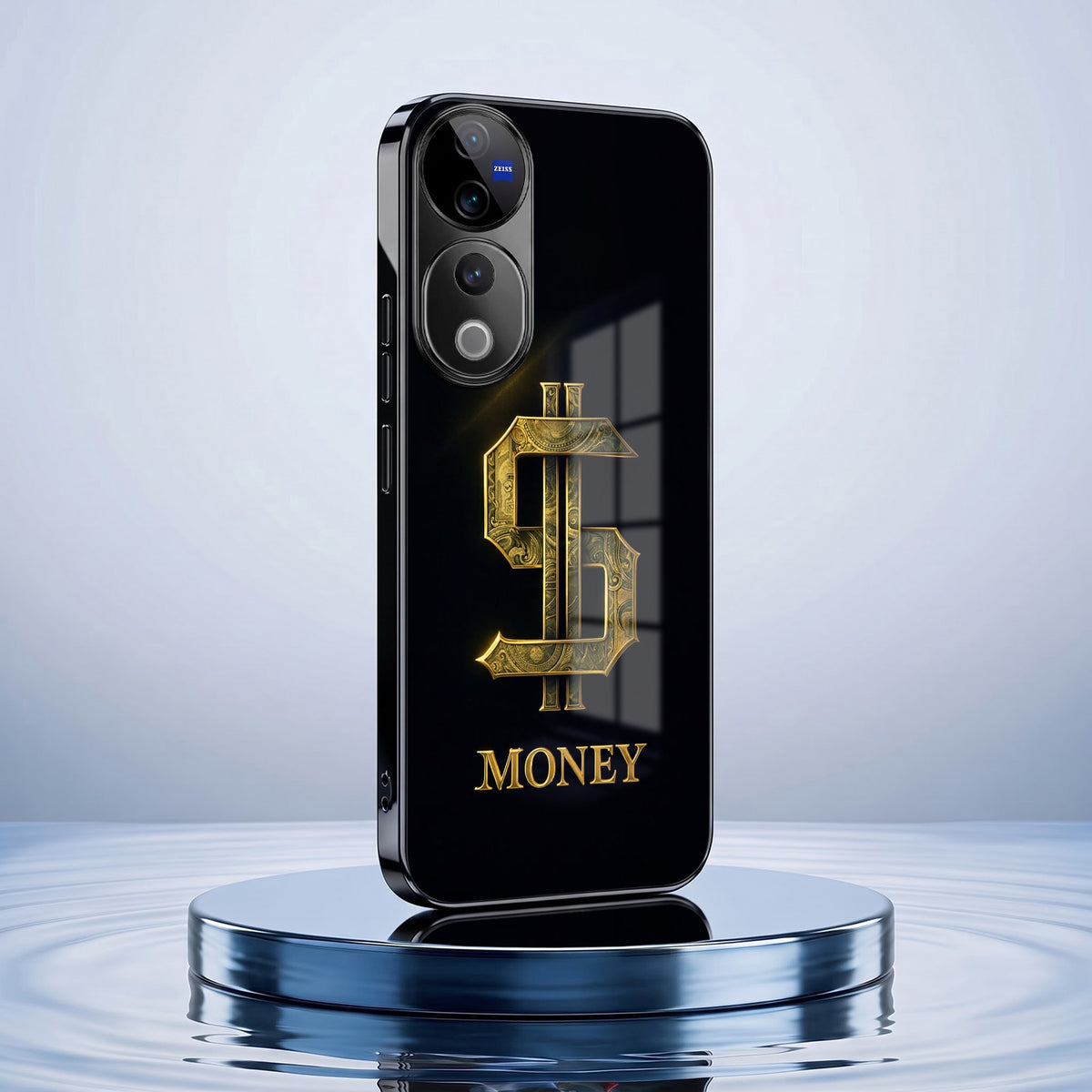 Vivo V40 Pro 5G Money Black Electroplated Glass Phone Back Case