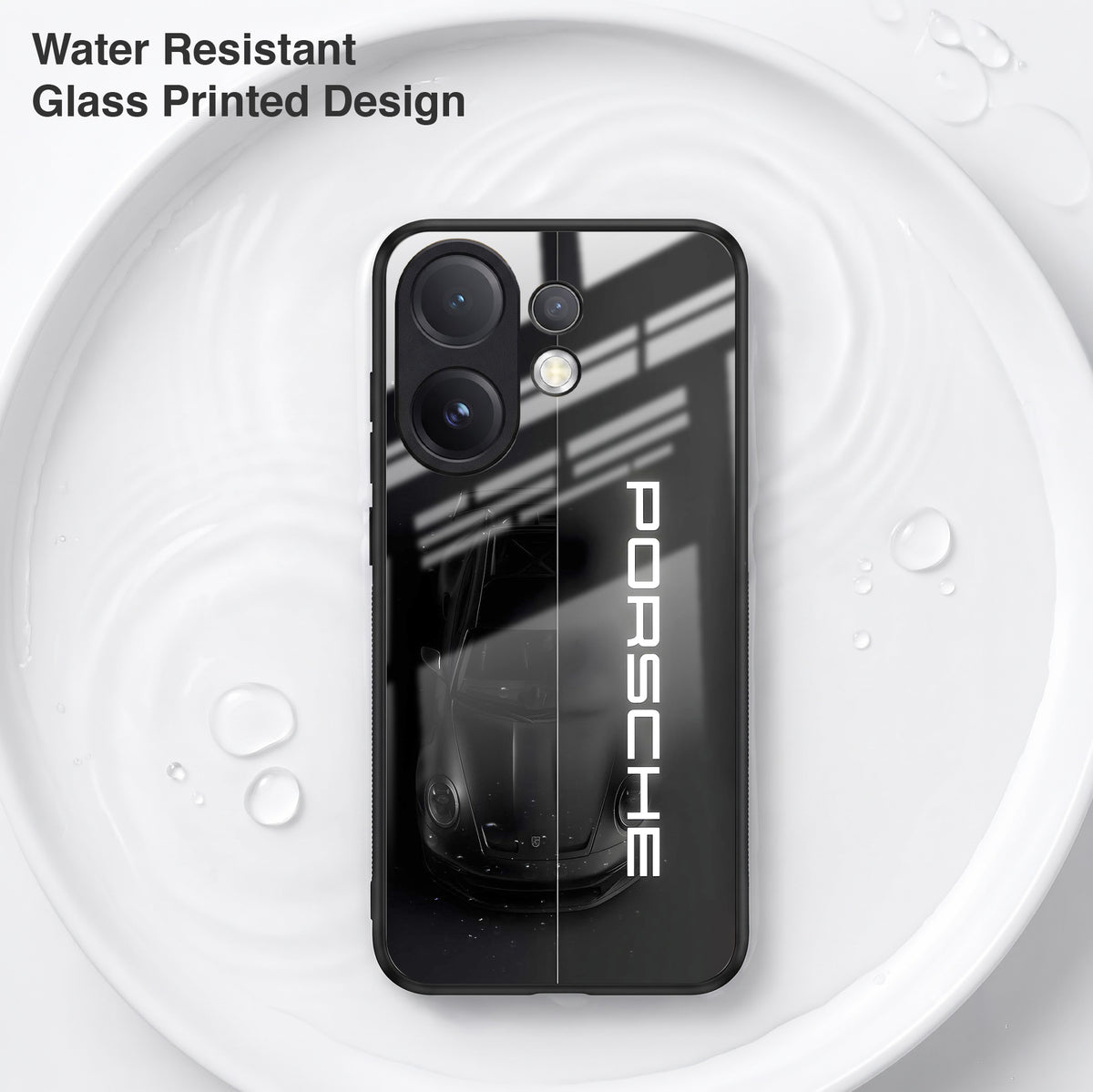 Vivo V60 5G Premium Acrylic Shockproof Glass Back Case (Black Porsche)