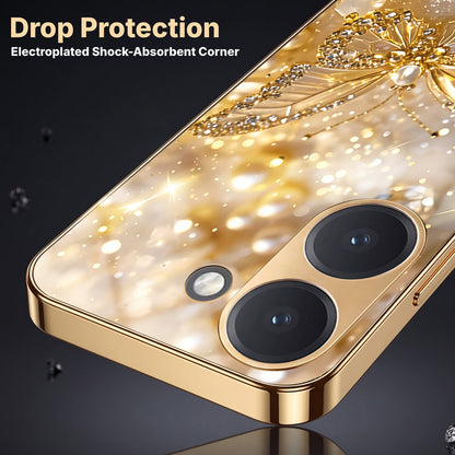 Poco X8 Pro 5G Golden Butterfly Gold Electroplated Glass Phone Back Case
